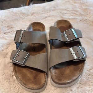 Papillio Gray and Brown Slip-On Sandals